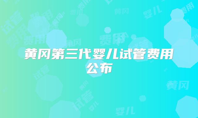 黄冈第三代婴儿试管费用公布