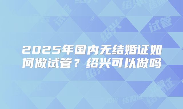 2025年国内无结婚证如何做试管?绍兴可以做吗
