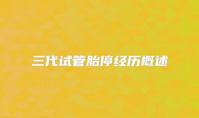 三代试管胎停经历概述