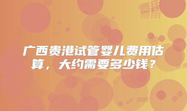 广西贵港试管婴儿费用估算，大约需要多少钱？
