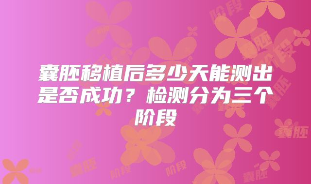 囊胚移植后多少天能测出是否成功？检测分为三个阶段