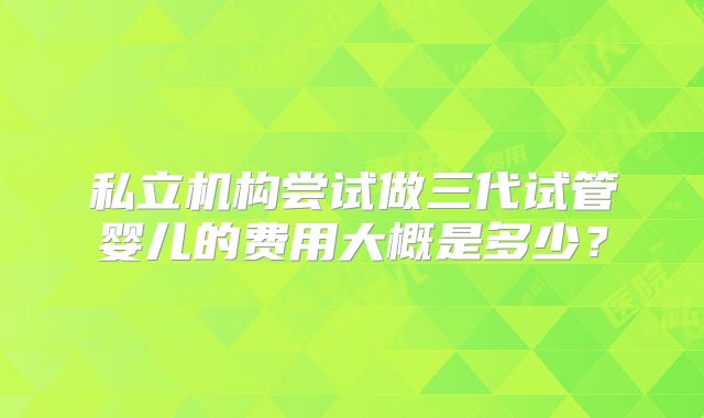 私立机构尝试做三代试管婴儿的费用大概是多少?