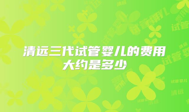 清远三代试管婴儿的费用大约是多少