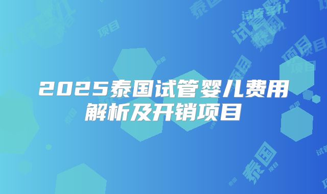 2025泰国试管婴儿费用解析及开销项目