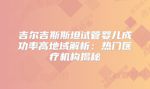 吉尔吉斯斯坦试管婴儿成功率高地域解析:热门医疗机构揭秘