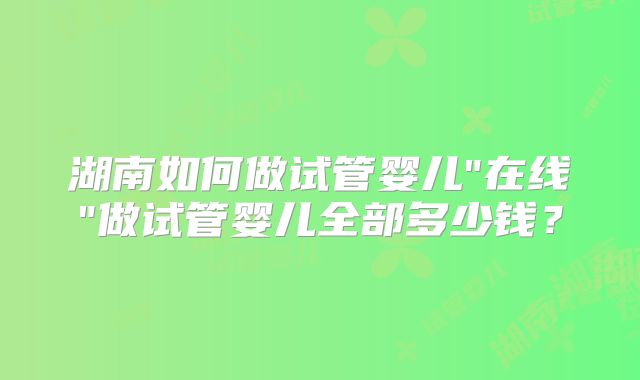 湖南如何做试管婴儿