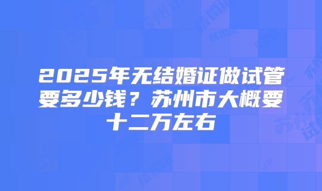 2025年无结婚证做试管要多少钱？苏州市大概要十二万左右