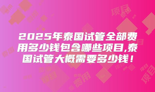 2025年泰国试管全部费用多少钱包含哪些项目,泰国试管大概需要多少钱！