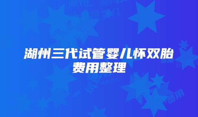 湖州三代试管婴儿怀双胎费用整理