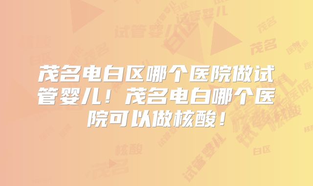 茂名电白区哪个医院做试管婴儿！茂名电白哪个医院可以做核酸！