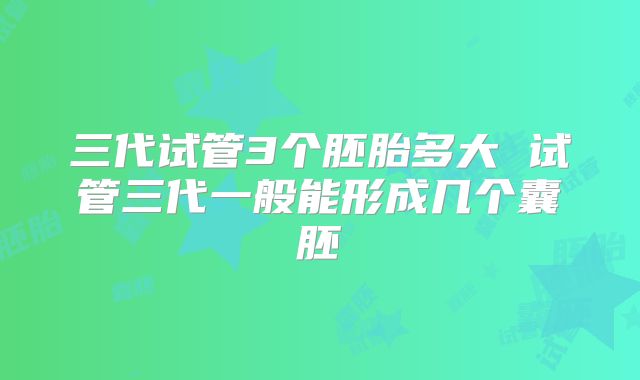三代试管3个胚胎多大 试管三代一般能形成几个囊胚