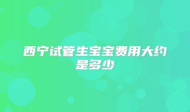 西宁试管生宝宝费用大约是多少