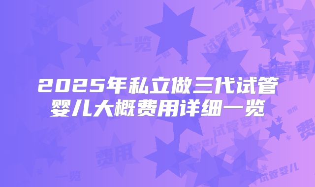 2025年私立做三代试管婴儿大概费用详细一览
