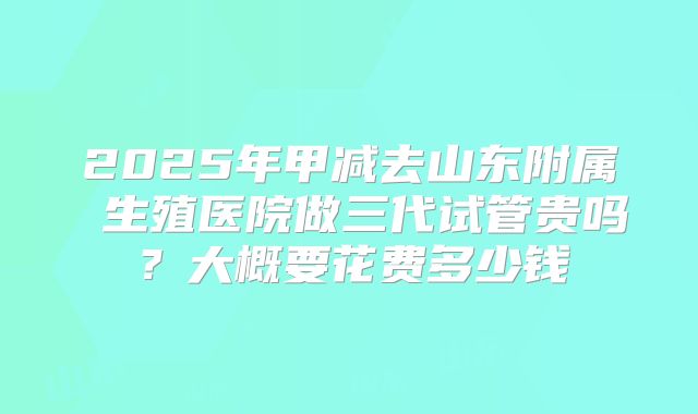 2025年甲减去山东附属 生殖医院做三代试管贵吗？大概要花费多少钱