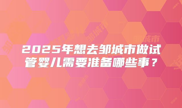 2025年想去邹城市做试管婴儿需要准备哪些事?