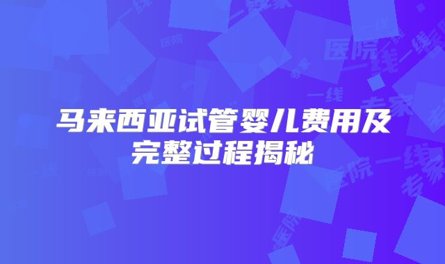 马来西亚试管婴儿费用及完整过程揭秘