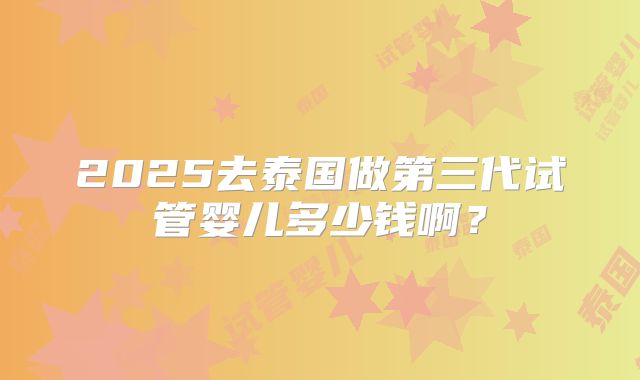 2025去泰国做第三代试管婴儿多少钱啊?