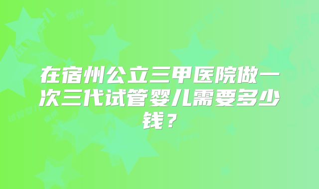 在宿州公立三甲医院做一次三代试管婴儿需要多少钱?
