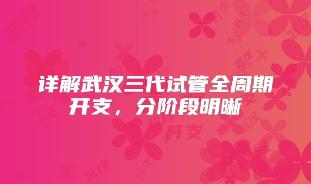 详解武汉三代试管全周期开支，分阶段明晰