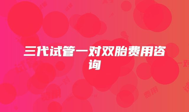 三代试管一对双胎费用咨询