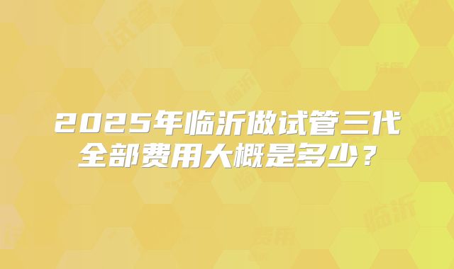 2025年临沂做试管三代全部费用大概是多少？