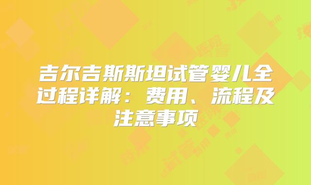 吉尔吉斯斯坦试管婴儿全过程详解:费用、流程及注意事项