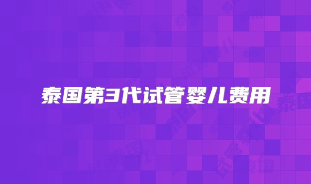 泰国第3代试管婴儿费用