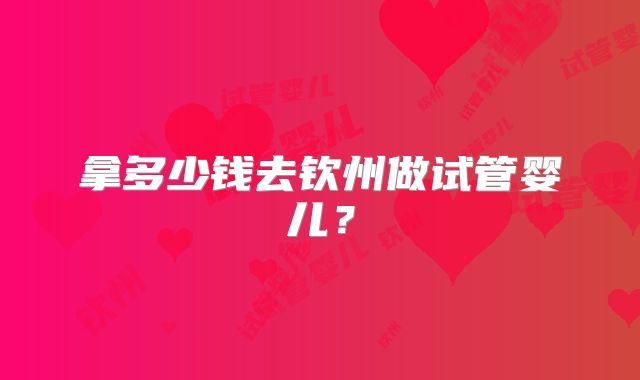 拿多少钱去钦州做试管婴儿？