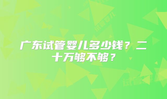 广东试管婴儿多少钱？二十万够不够？
