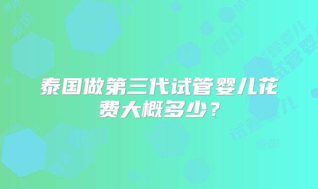 泰国做第三代试管婴儿花费大概多少？
