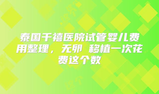 泰国千禧医院试管婴儿费用整理，无卵�移植一次花费这个数