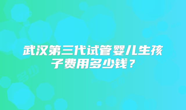 武汉第三代试管婴儿生孩子费用多少钱？