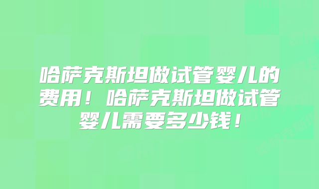 哈萨克斯坦做试管婴儿的费用！哈萨克斯坦做试管婴儿需要多少钱！