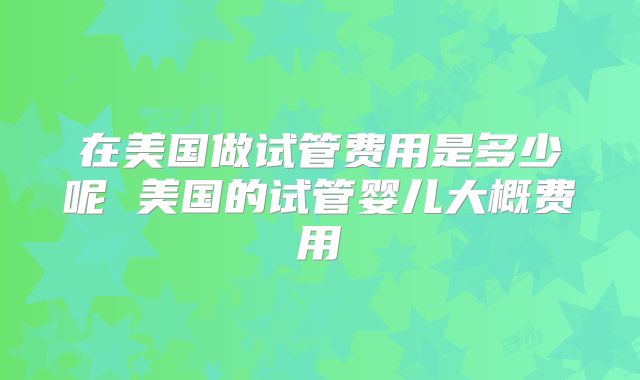 在美国做试管费用是多少呢 美国的试管婴儿大概费用