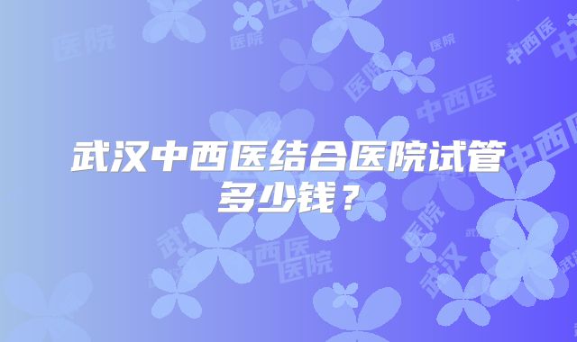 武汉中西医结合医院试管多少钱?