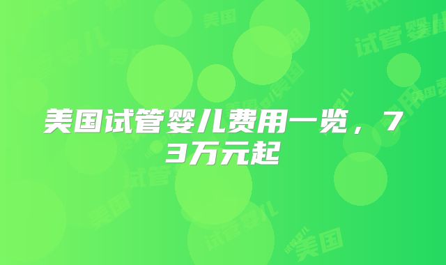 美国试管婴儿费用一览，73万元起