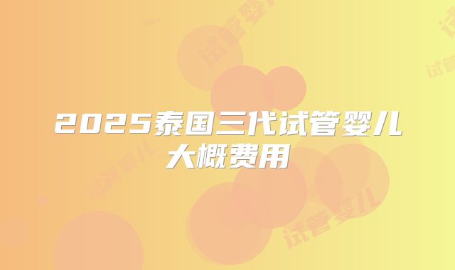 2025泰国三代试管婴儿大概费用