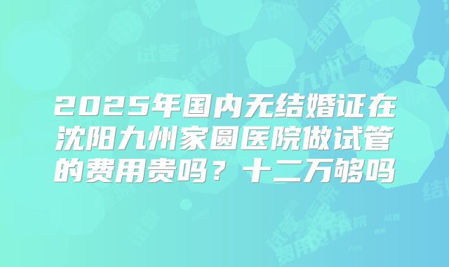 2025年国内无结婚证在沈阳九州家圆医院做试管的费用贵吗？十二万够吗