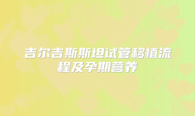 吉尔吉斯斯坦试管移植流程及孕期营养