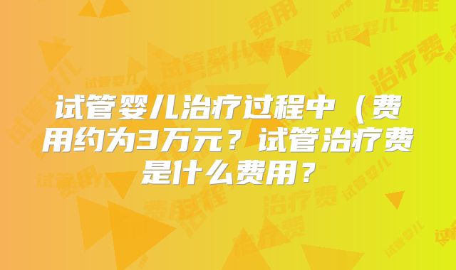 试管婴儿治疗过程中（费用约为3万元？试管治疗费是什么费用？