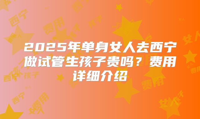 2025年单身女人去西宁做试管生孩子贵吗?费用详细介绍