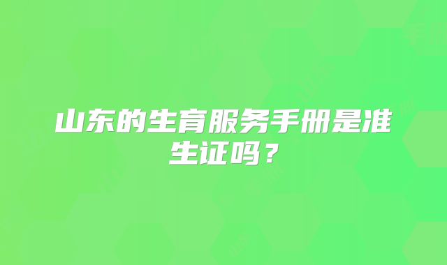 山东的生育服务手册是准生证吗？