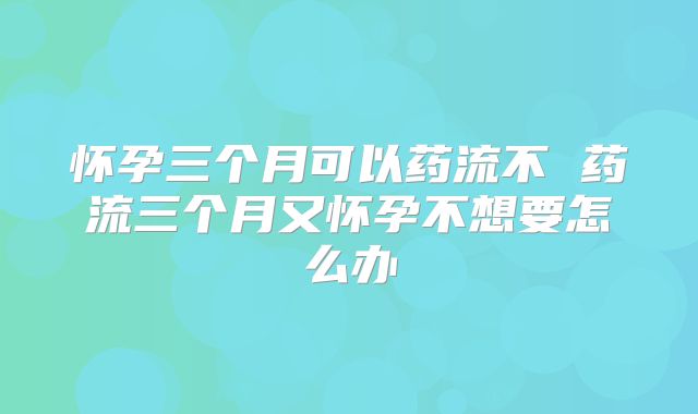 怀孕三个月可以药流不 药流三个月又怀孕不想要怎么办