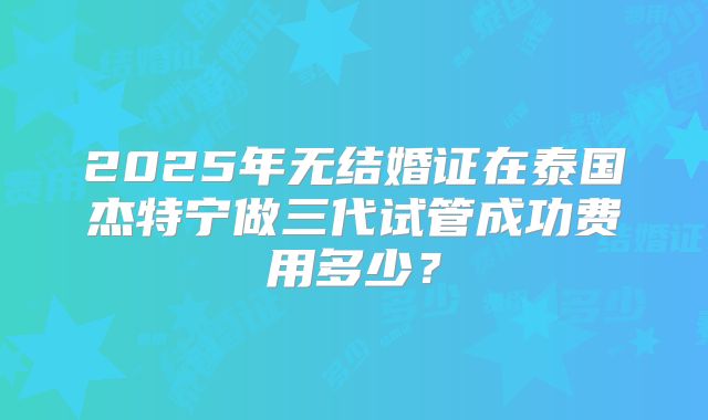 2025年无结婚证在泰国杰特宁做三代试管成功费用多少？