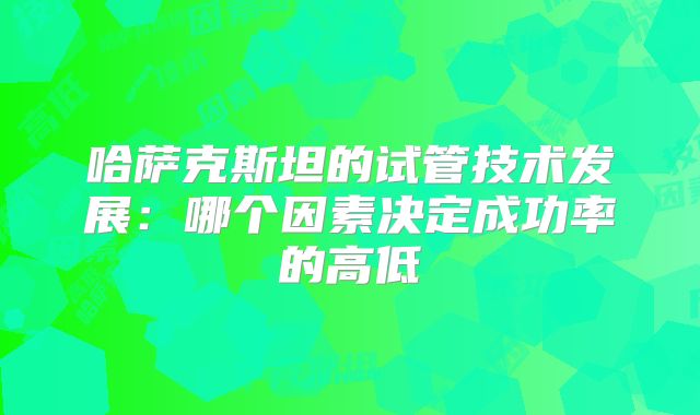哈萨克斯坦的试管技术发展:哪个因素决定成功率的高低