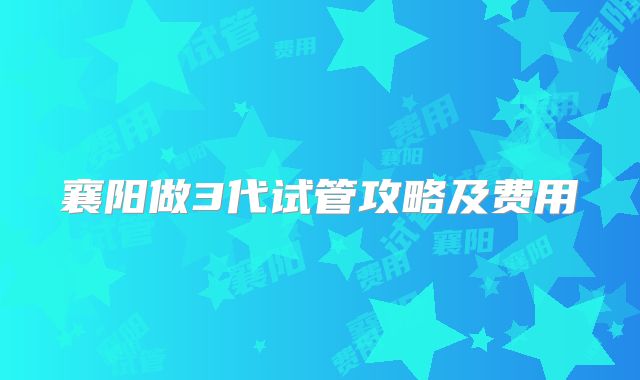 襄阳做3代试管攻略及费用