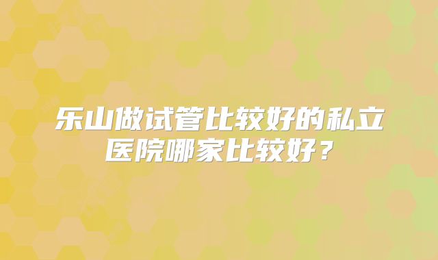 乐山做试管比较好的私立医院哪家比较好？