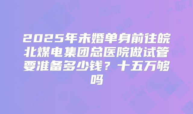 2025年未婚单身前往皖北煤电集团总医院做试管要准备多少钱？十五万够吗