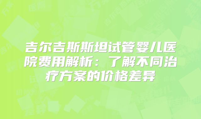 吉尔吉斯斯坦试管婴儿医院费用解析:了解不同治疗方案的价格差异