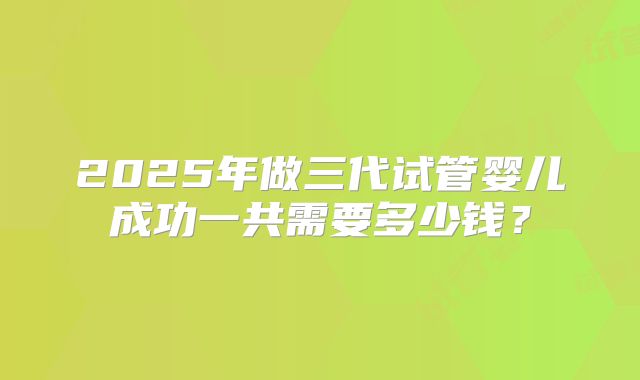 2025年做三代试管婴儿成功一共需要多少钱？